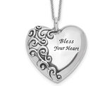 'Bless Your Heart' Pendant Necklace in Antiqued Sterling Silver with Chain